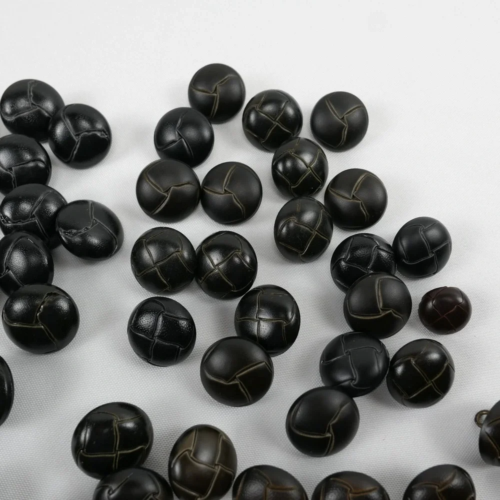 Vintage Woven Leather Look Shank Buttons Lot Black‎ Brown Blazer Coat 90+pc